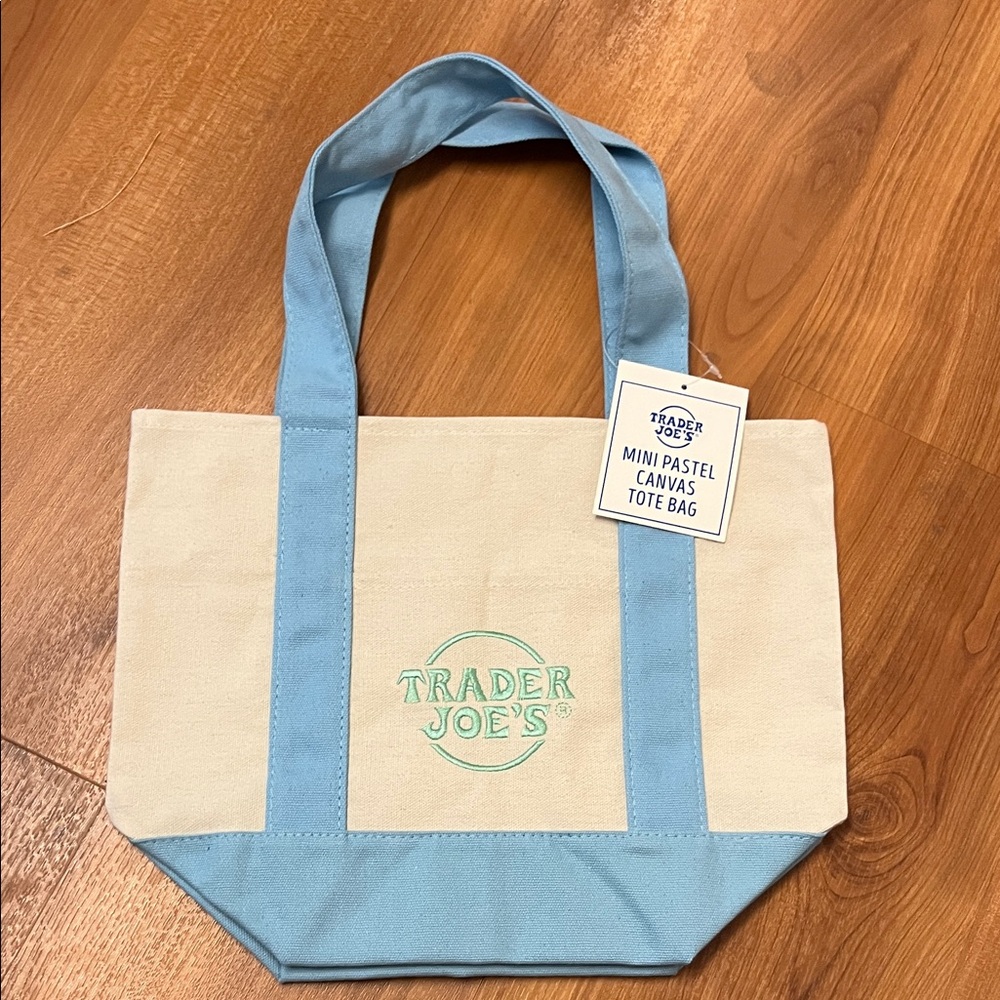 Trader Joe's Blue and Cream Canvas Tote